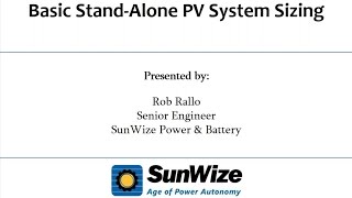 Basic Stand Alone PV System Sizing [upl. by Nerhe]