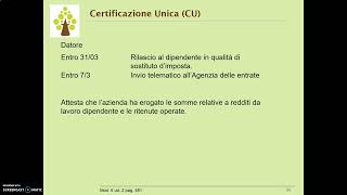 19 La Certificazione Unica e i modelli Unico 730 e 770 [upl. by Georgette]