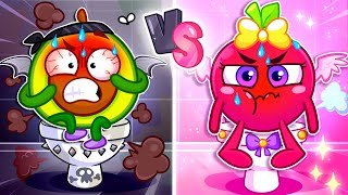 The Poo Poo Song 🚽 Black VS Pink Potty 🖤💗 Nursery Rhymes Cartoons for Kids by Pit and Penny [upl. by Gaulin]