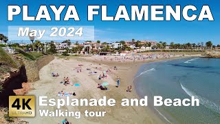 Playa Flamenca  Esplanade and Beach  Spain  Costa Blanca  Walking tour 4k 60 fps [upl. by Ragse]