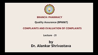 Quality Assurance  Complaints and Evaluation of Complaints  AKTU Digital Education [upl. by Anerbes]