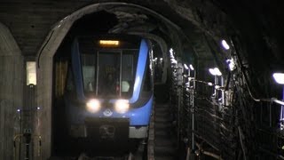 C20 tunnelbanetåg vid Östermalsmtorg Stockholm [upl. by Ahseid]