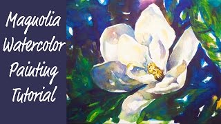 Magnolia Flower Watercolor Painting Tutorial [upl. by Janella]