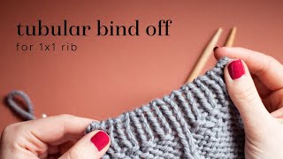 Knitting tutorial Tubular bind off for 1x1 rib [upl. by Zsazsa723]