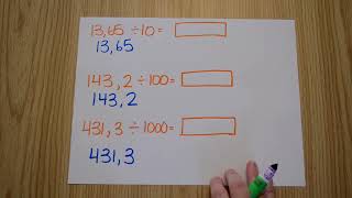 Mathématique  diviser un nombre décimal par 10 100 1 000 [upl. by Blight]