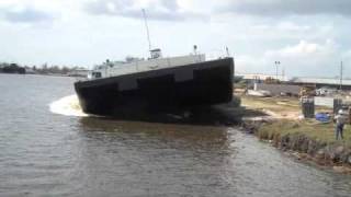 Bludworth Marine Acid Barge Launch Orange Texas shipyard [upl. by Warden141]