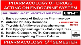 Solution  Pharmacology of drugs acting on endocrine system  Unit 4  Pharmacology 5 sem [upl. by Pfaff]