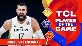 Jonas Valanciunas 24 PTS  TCL Player Of The Game  LTU vs SLO  FIBA Basketball World Cup 2023 [upl. by Koerner]