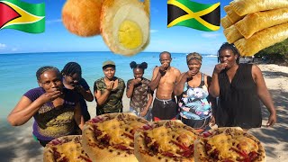 Jamaicans Try Guyanese Street Food [upl. by Ettevroc]