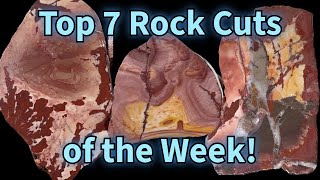 Top 7 Rock Cuts of the Week Beautiful Lahontan Jasper Wonderstone Banded Rhyolite and more [upl. by Nelleh]