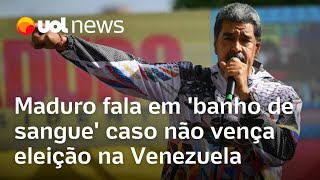 Maduro fala em banho de sangue caso não vença eleição na Venezuela Sakamoto e Josias analisam [upl. by Ahseiuqal750]