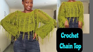 Crochet Distressed Chain TopShrug [upl. by Ayahs435]