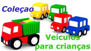 4 carros coloridos Veículos para crianças Coleçao [upl. by Ahsie313]