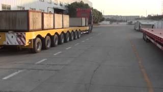 8 axle telescopic steerable flatbed trailerSpecialized Extendable Trailers [upl. by Liagabba]