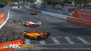 Romain Grosjean Scott McLaughlin wreck each other during GP of St Petersburg  Motorsports on NBC [upl. by Eelitan]