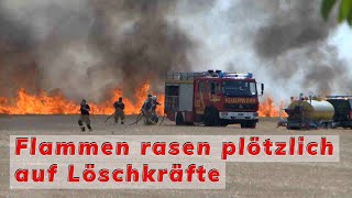 Gefährlicher Flächenbrand für Einsatzkräfte Zwei Hektar großes Feld gerät in Brand [upl. by Annel466]