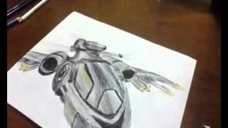 Colored Pencil AIRWOLF drawing TimeLapse Comic book version [upl. by Ivor]