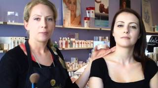 How to Apply Mineral Makeup Jane Iredale Amazing Base Loose Powder [upl. by Annaehr]