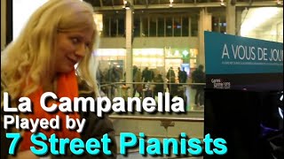 Liszt La Campanella played by 7 Street Pianists [upl. by Nasya921]