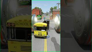 Mix Buses amp School Bus Vs Big Bollards shorts beamngdrive bus [upl. by Alber]