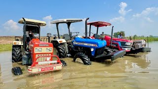 Washing My Tractors in Deep Water  Swaraj 855 Fe  Mahindra Arjun NOVO 605  New Holland 3630 4wd [upl. by Aliakim490]