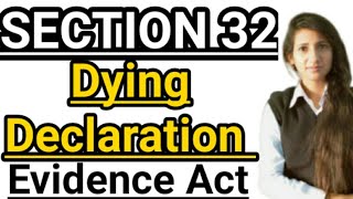 Dying declaration in evidence in hindi  Section 32 of Indian evidence act with case laws in hindi [upl. by Pardoes]