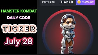 July 28  WHAT IS THE DAILY CIPHER FOR HAMSTER KOMBAT [upl. by Flessel779]