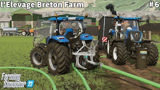 Agitation of a Slurry Pit amp Slurry Spreading Using New Equipment│LElevage Breton│FS 22│Timelapse6 [upl. by Oirretna]