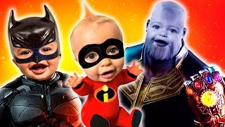 Incredibles 2 Jack Jack Halloween Costume Pretend Play and Shopping with Batman and Thanos [upl. by Nathanael529]