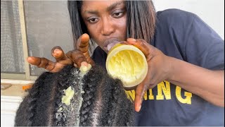 Asmr✨Fast and intense Scalp greasing and massaging between my sis cornrows with gum cracking [upl. by Geoffrey]