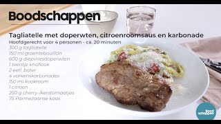 Tagliatelle met doperwten citroenroomsaus en karbonade  Boodschappen TV [upl. by Notaek121]