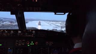 LANDING  Winter  Oslo airport  Cockpit view [upl. by Longawa]