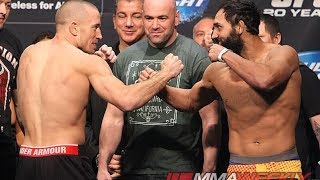 UFC 167 Weighin Georges StPierre and Johny Hendricks Faceoff [upl. by Lottie]