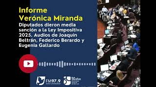 Informe Verónica Miranda Diputados dieron media sanción a Ley Impositiva 2025 [upl. by Anillehs188]