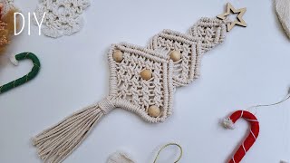 🎄DIY ÁRBOL de NAVIDAD de MACRAME paso a paso  DIY Macrame Christmas Tree Ornament Tutorial [upl. by Ariayek]