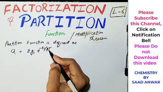 Factorization of Partition FunctionMultiplication TheoremStatistical MechanicsUrduHindiL6Saad [upl. by Mary]