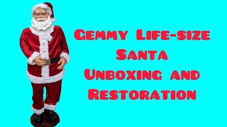 Gemmy lifesize Santa unboxing and restoration￼ [upl. by Ahtis]