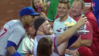 Addison Russell knocks over Cardinals fans nachos delivers him new ones [upl. by Htessil]