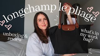 Longchamp Le Pliage 2023  large tote unboxing amp whats in my work bag  Alice Hope [upl. by Hertha771]