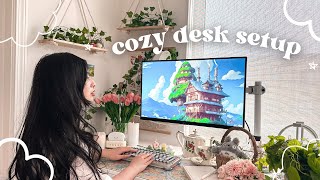 Cozy Cottagecore Desk Set up  2023 Productive amp Aesthetic WFH✨ [upl. by Elokyn24]