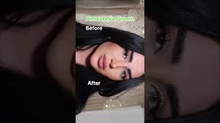 Dark Green Color Contact Lenses Review on Brown Eyes [upl. by Ecirtram]