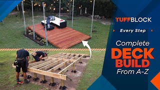 How To Build A Floating Deck  Start To Finish On A Sloping Yard Using TuffBlock Deck Blocks [upl. by Raskind]