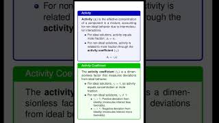 Activity and Activity Coefficient chemistry chemicalenginnering thermodynamics physics [upl. by Bevus637]