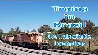 Trains in Brazil  Ore Train with Six Locomotives [upl. by Johnnie277]