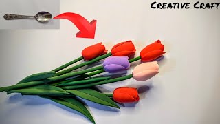 How to Make a Flower with ClayTulip Flower Easy TutorialTulip Flower Making with Clay tulip [upl. by Notslah]