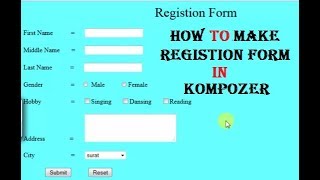 How To Make Registration Form in kompozer hindi [upl. by Lejna]