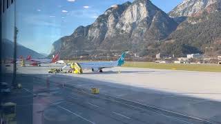 The view challenging but Stunning Innsbruck Airport and its mountainous approach Austria australia [upl. by Fari303]