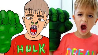 Vlad and Nikita Dress Up Superheroes and Help Mom funny Drawing Meme [upl. by Leivad]