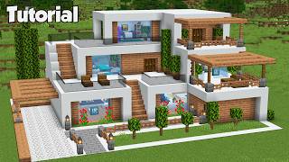 Minecraft How to Build a Modern House Tutorial Easy 41  Interior in Description [upl. by Ibmab]