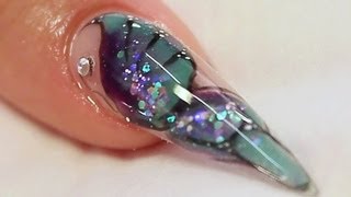 Encapsulated Butterfly Stiletto Acrylic Nail Tutorial Video by Naio Nails [upl. by Janella759]